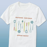 Camiseta Empresas de restauração de café de cozinha retrô<br><div class="desc">Design de utensílios de cozinha retrô,  perfeito para um negócio de restauração,  café,  restaurante,  padaria,  cozinheiro ou cozinheiro. Alterar ou remover o texto a ser personalizado.</div>