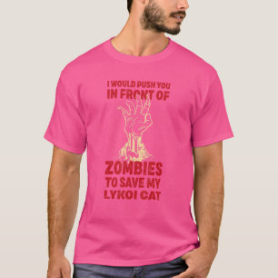 Camiseta Empurra-Te Em Zombies Para Salvar O Meu Gato De Ga