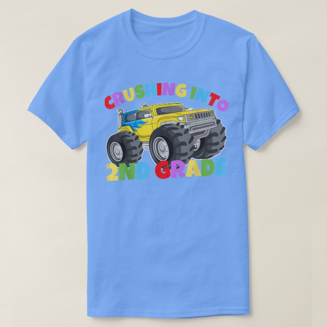 Camiseta Empurrando Para O Caminhão Monstro De Segundo Grau (Frente do Design)