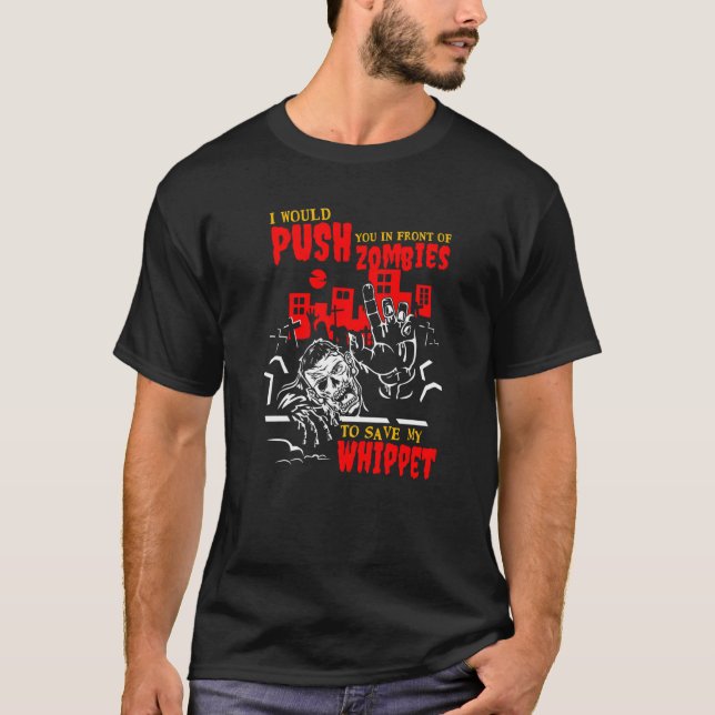 Camiseta Empurre-o em zombies para salvar o amor de cachorr (Frente)