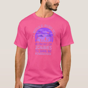 Camiseta Empurre-O Em Zombies Para Salvar O Meu Engraçado P