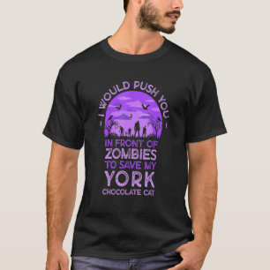 Camiseta Empurre Você Em Zombies Para Salvar Meu Gato Choco