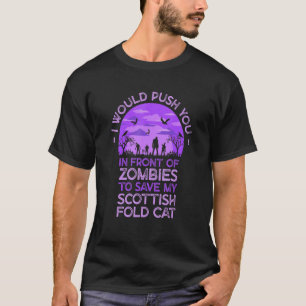 Camiseta Empurre Você Em Zumbis Para Salvar Meu Gato Foldin