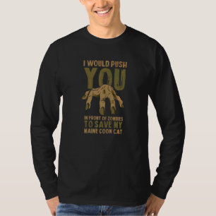 Camiseta Empurre Você Em Zumbis Para Salvar Meu Gato Maine