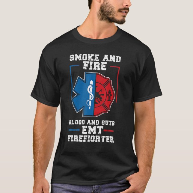 Camiseta Emt Bombeiro Ems Fire E Guts Bombeiro Emt (Frente)