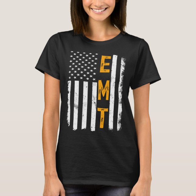 Camiseta EMT Job American Flag Emergency Medical Technician (Frente)
