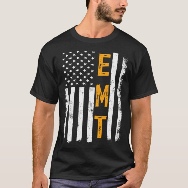 Camiseta EMT Job American Flag Emergency Medical Technician (Frente)