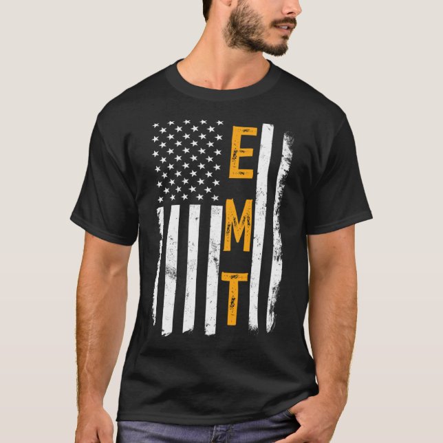 Camiseta EMT Job American Flag Emergency Medical Technician (Frente)