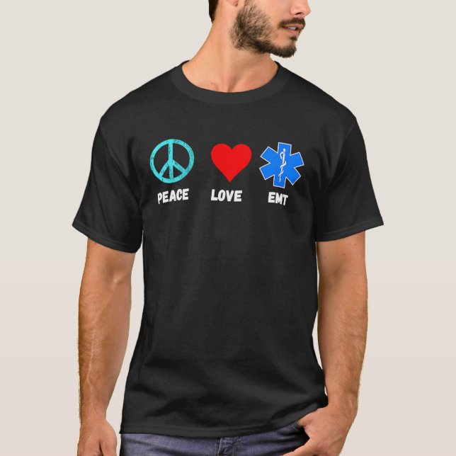 Camiseta EMT Peace Love Sani Paramedic Emergency Paramedic (Frente)
