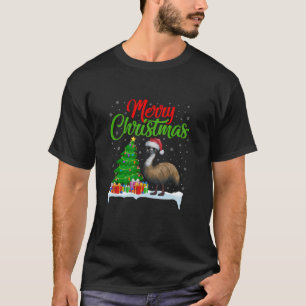Camiseta Emu Árvore Natal Luzes Engraçadas Xmas Emu Lover T