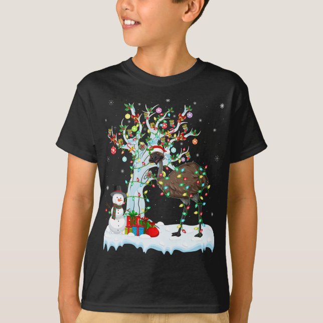Camiseta Emu Bird Xmas Element Tree Lighting Emu Natal (Frente)