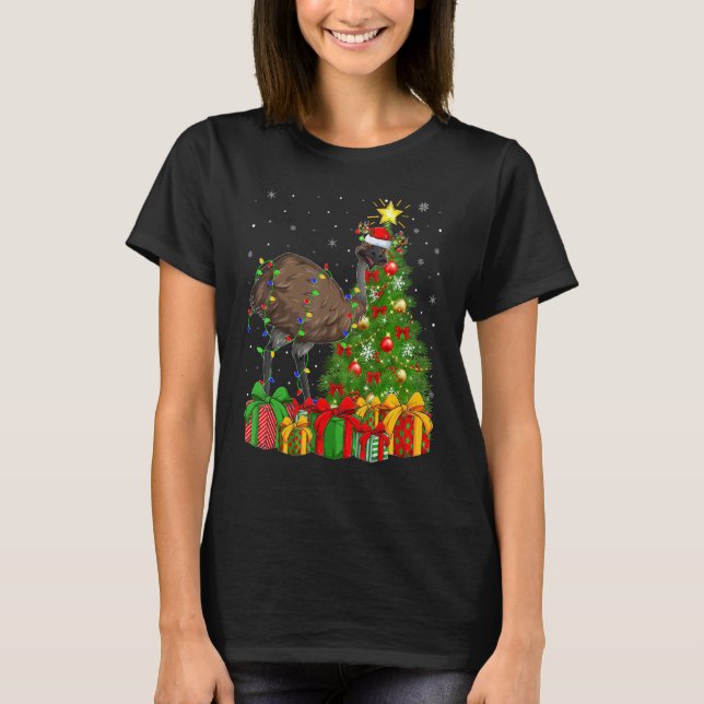Camiseta Emu Bird   Xmas Holiday Santa Emu Christmas Tree (Frente)