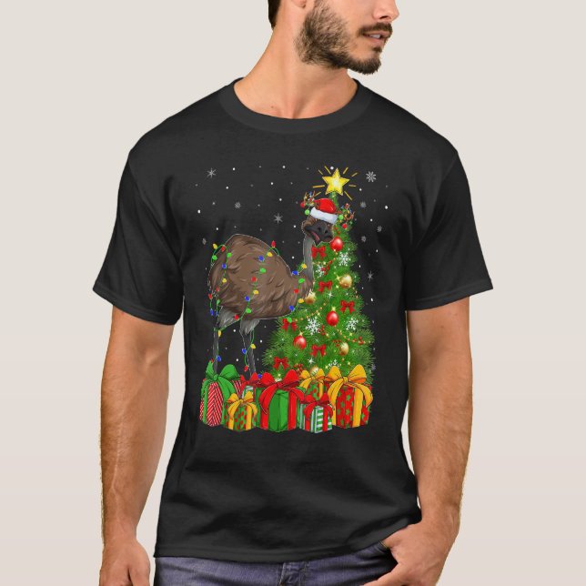 Camiseta Emu Bird   Xmas Holiday Santa Emu Christmas Tree (Frente)