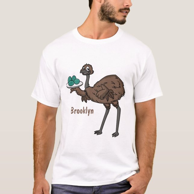 Camiseta Emu com ilustração de desenho animado de ovos (Frente)