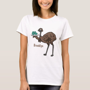 Camiseta Emu com ilustração de desenho animado de ovos