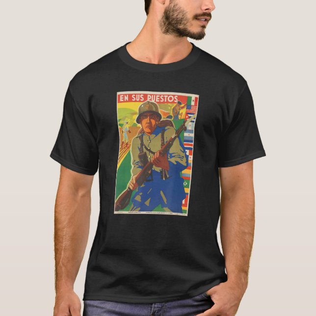 Camiseta En Sus Puestos Ww2 Propaganda Poster (Frente)