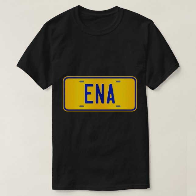 Camiseta Ena Name Custom Number Plate Design - Gift For Ena (Frente do Design)
