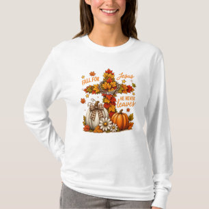 Camiseta Enamorai-vos de Jesus Ele Nunca Deixa Fé Cristã