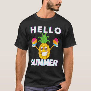 Camiseta Enanases Engraçados Olá Verão Abacaxi Mãe Pai Bo