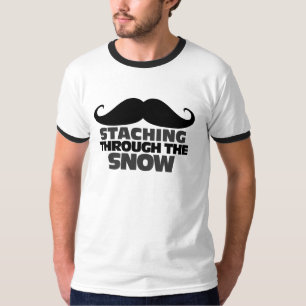 Camiseta Encaixando através do Humor do bigode de neve