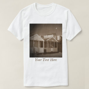Camiseta Encalhe a foto inglesa do beira-mar do sepia dos