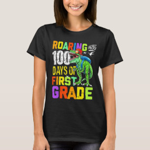 Camiseta Encaminhando para o 100º Dia T Rex Din Engraçado d