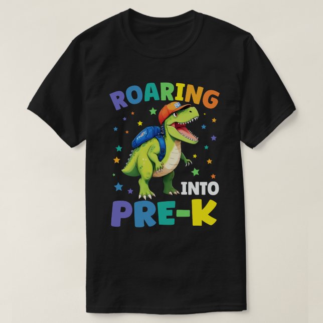 Camiseta Encaminhando Para O Dinossauro Pré-K T Rex De Volt (Frente do Design)