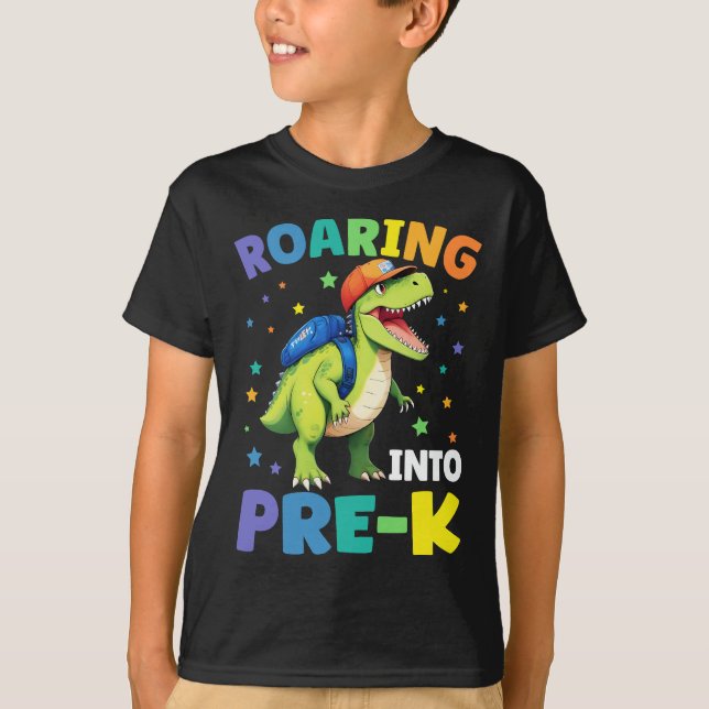 Camiseta Encaminhando Para O Dinossauro Pré-K T Rex De Volt (Frente)