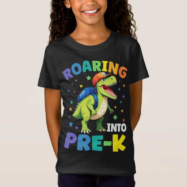 Camiseta Encaminhando Para O Dinossauro Pré-K T Rex De Volt (Frente)