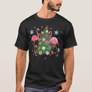 Camiseta Encantada de Natal engraçada com Flamingos Rosa de