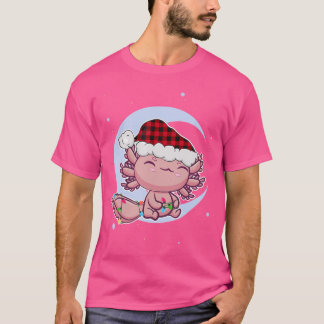 Camiseta Encantado Axolotl Pet Christmas Eve Santa Hat Kawa
