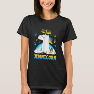 Camiseta Encantado judeu Hanukkah Unicorn Menorah Jewnicorn