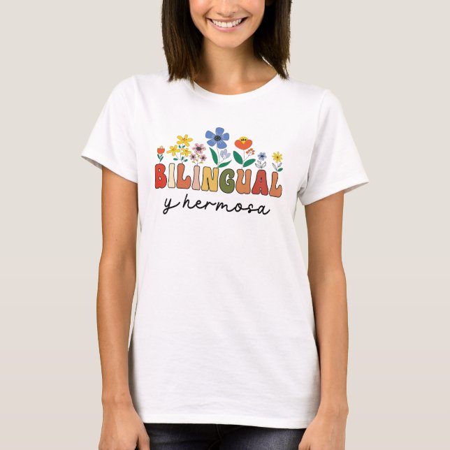 Camiseta Encantador Espanhol Bilíngue Funny Dual Language (Frente)