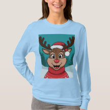 Camiseta Encantadora de Rosto de Reinador de Natal