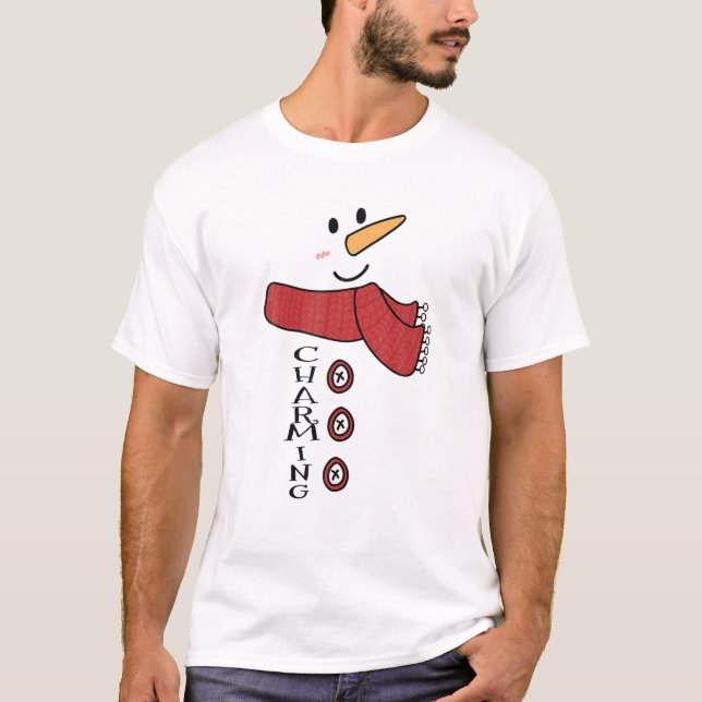 Camiseta Encantadora Família Figurino de Snowman Correspond (Frente)