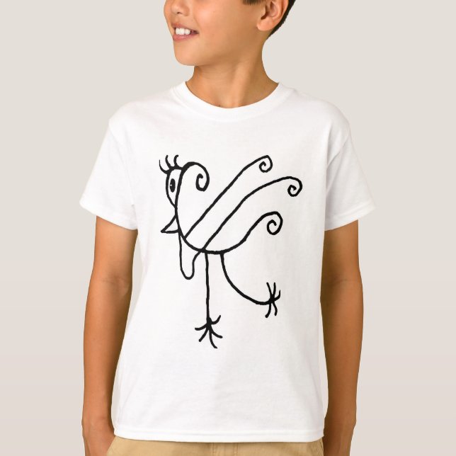 Camiseta Encantadora Fantasy Bird Black and White Illustrat (Frente)