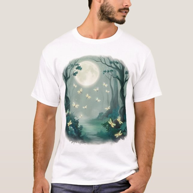 Camiseta Encantamento à Lua: Vagalumes na Floresta (Frente)