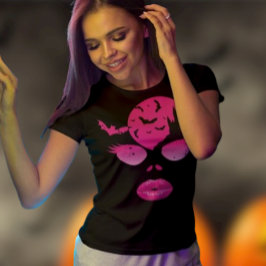Camiseta Encantando o Dia das Bruxas Rosa: Mistério Lua e M