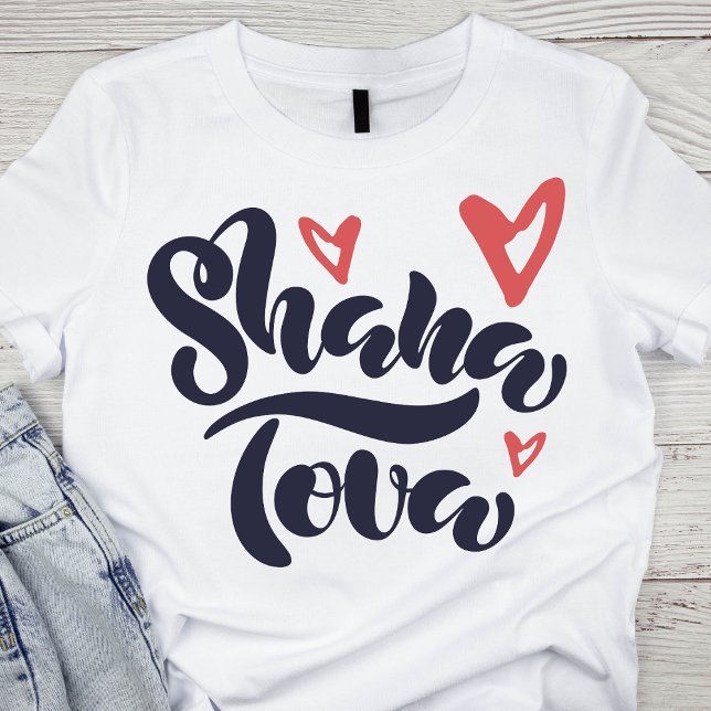 Camiseta Encantando Shana Tova com Corações (Criador carregado)