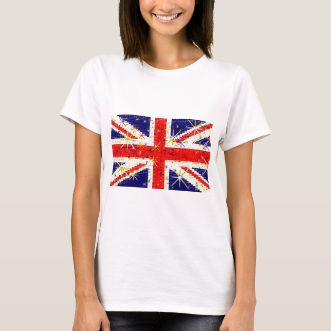 Camiseta Encanto BRITÂNICO do glitz da bandeira (Frente)