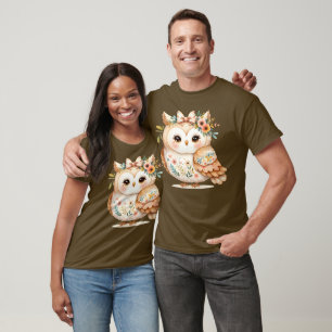 Camiseta Encanto de Coruja Boho Cottagecore Floral Farmcore