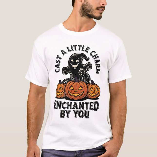 Camiseta Encanto Fantasma Feitiço de Amor Abóbora de Hallow (Frente)