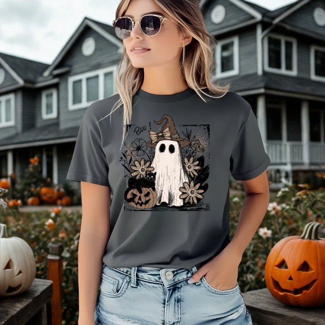 Camiseta Encantos Mágicos Boo Boho Floral Fantasma (Criador carregado)