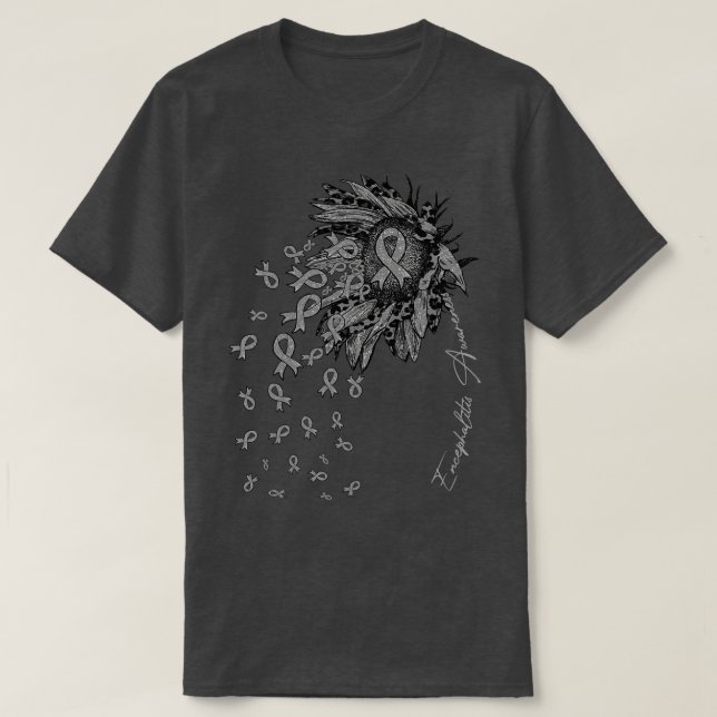 Camiseta Encefalite Sensibilização Flores de fita de girass (Frente do Design)