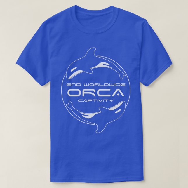 Camiseta Encerrar Captividade Orca no mundo inteiro (Frente do Design)