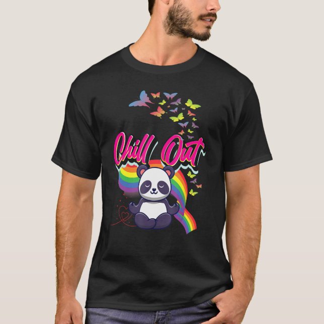 Camiseta Enchimento Engraçado Meditação De Panda Gra (Frente)