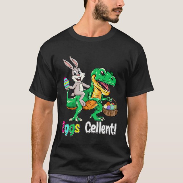 Camiseta Enchimentos de Cesta de Páscoa Crianças Fofa Rex C (Frente)