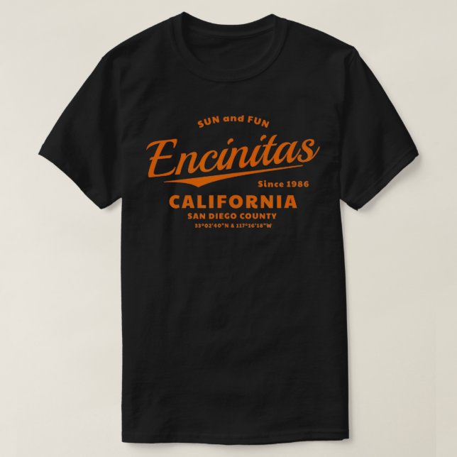 Camiseta Encinitas California Sun e Divertimento (Frente do Design)