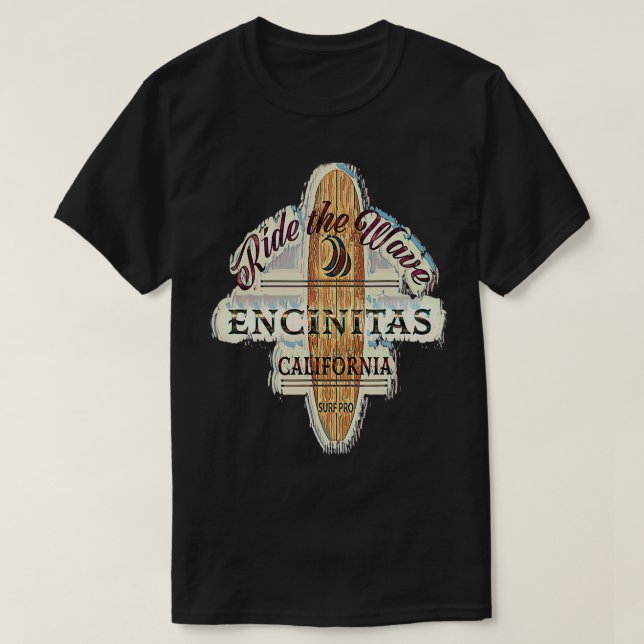 Camiseta Encinitas - Sinal de Impressão Retroativa Vintage  (Frente do Design)