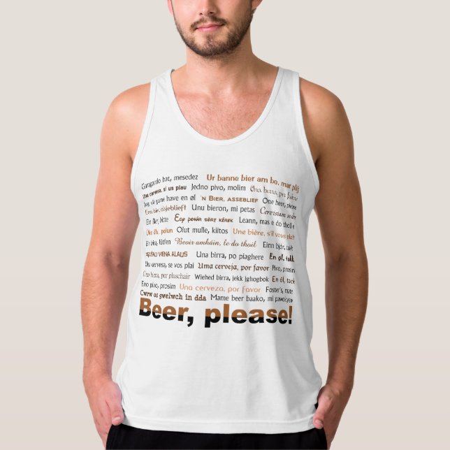 Camiseta Encomendar Cerveja em 36 idiomas (Frente)